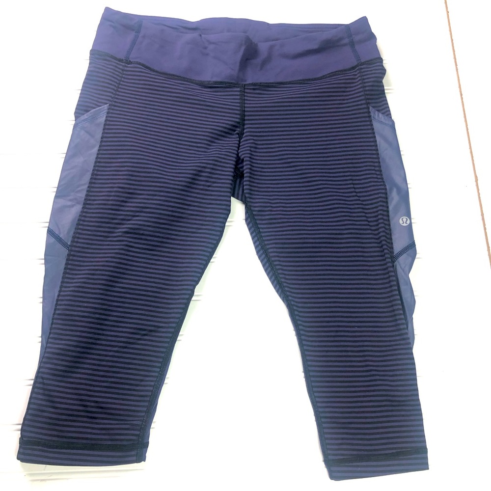 Lululemon 1/8 stripe Cadet Cut the Crop Leggings Sz 12